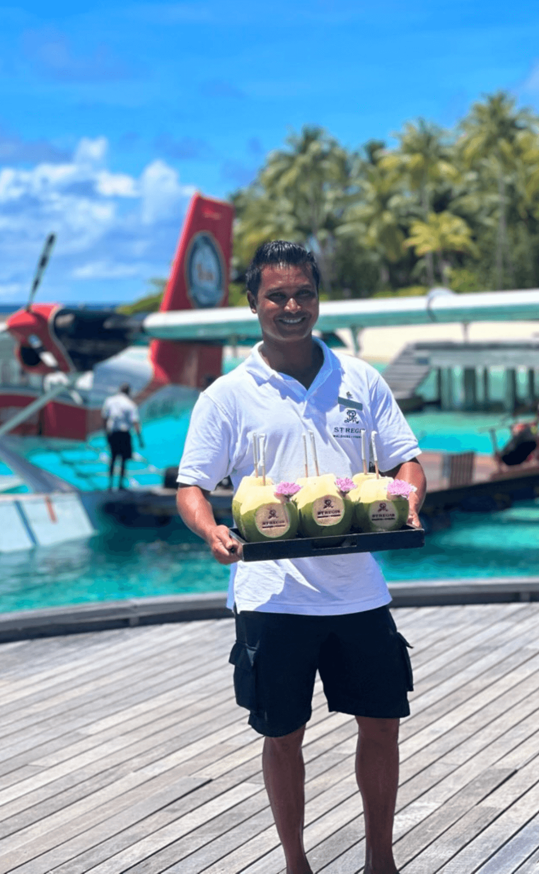 A welcome at St Regis Vommuli Resort, Maldives